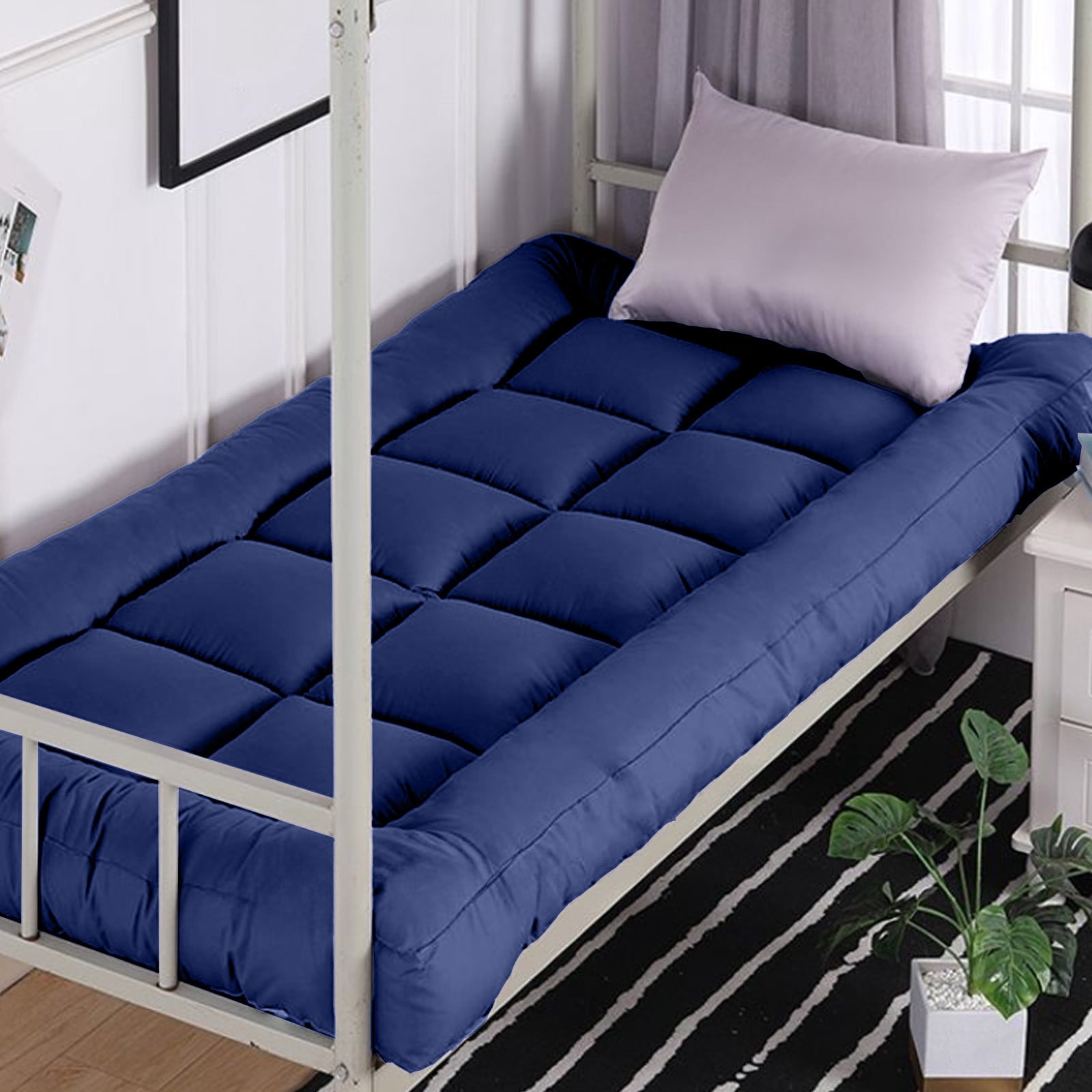 Vfedsrsge Twin XL Foldable Washable Soy Fiber Mattress - Thickened Soft Breathable Water-Washed Brushed Fabric for Stu-dent Dorms, Easy Store, 35.43x78.74in