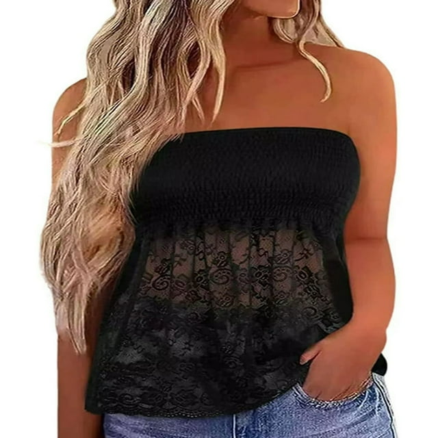 CHUANK Womens Summer Off Shoulder Leopard Print Bandeau Strapless Blouse Tops