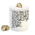 thumbnail image 2 of Abstract Piggy Bank, Floral Vignette Design Swirled Rococo Style Ornament Nature Pattern, Ceramic Coin Bank Money Box for Cash Saving, 3.6" X 3.2", Black and White, by Ambesonne, 2 of 4