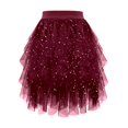 thumbnail image 3 of DuoJiaJ Elegant Sheer Layered Midi Skirt With Ruffled Hem For Lightweight Flowy Skirt For Casual Party And Wear Skirts For Women Red XL, 3 of 3
