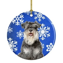 Carolines Treasures KJ1178CO1 Winter Snowflakes Holiday Schnauzer Ceramic Ornament 3 in multicolor