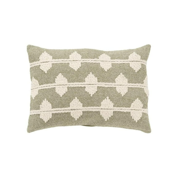 Rizzy Home Cotton Diamond Green 14"X20" Pillow Cover 2 Pack