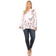 thumbnail image 5 of Sakkas Fara Women's Casual Floral Print Lightweight Long Sleeve Blouse Tunic Top - FLW244-White - Plus Size, 5 of 5