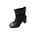 thumbnail image 2 of Bnwani Womens Boots Fall Winter Toe Square Mid-Heel High Ankle Versatile Comfortable Retro Boot Black Size 5.5, 2 of 9