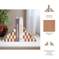 thumbnail image 5 of Decorative Book Ends with Checkered Pattern for Shelves - Modern Resin and Wood Bookends for Bookshelf Decor and Book Accessories - Office Accent for Desk or Side Table Decor - Set of 6", Ivory & Tan, 5 of 11
