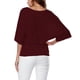 thumbnail image 3 of MKLEKYY Playeras Mujer Casual Camiseta Holgada Con Cuello En V Y Mangas Murciélago Para Mujer, Talla Grande, Dobladillo Doblado, Lisa, Talla Grande Talla XXXXL, 3 of 3