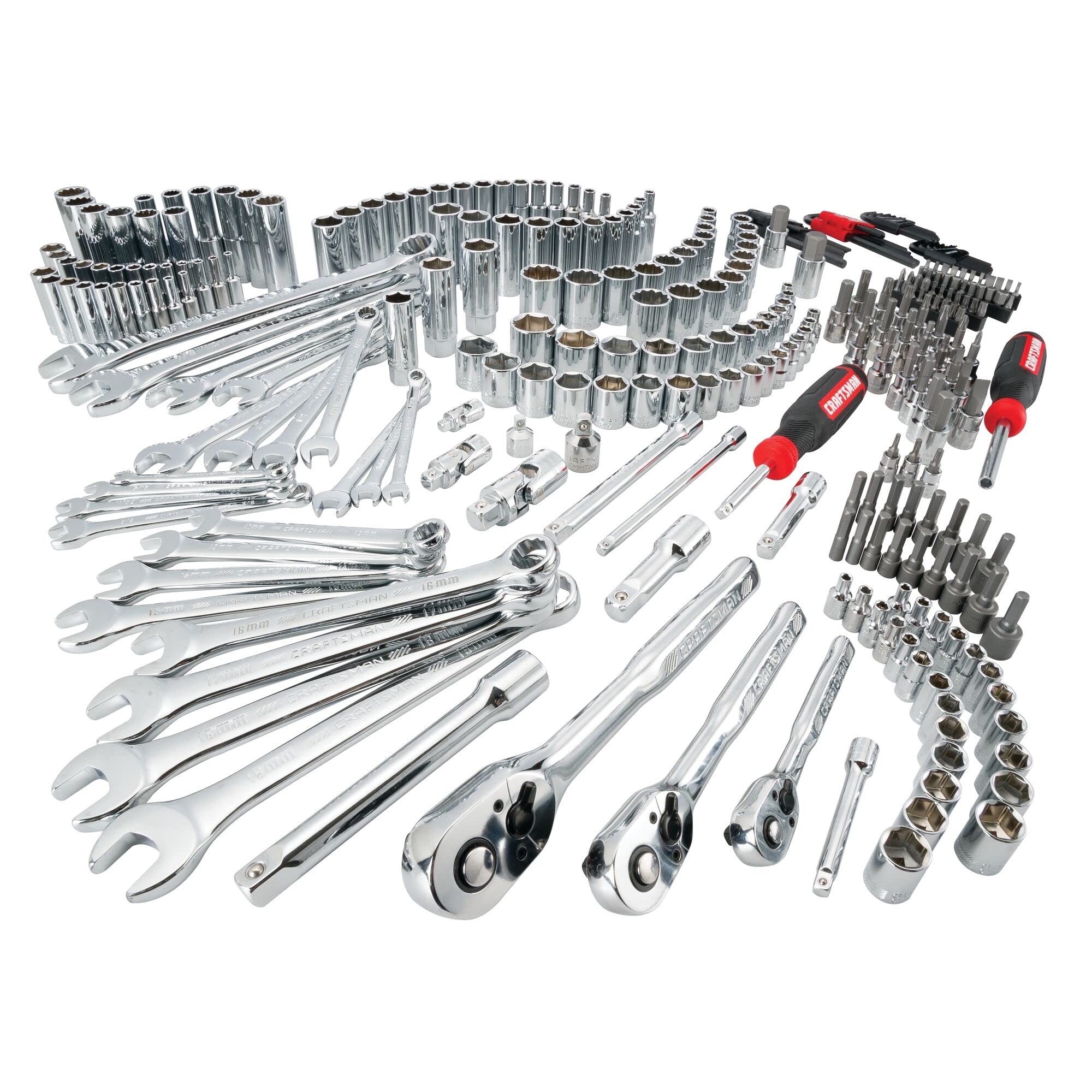 Craftsman 1/4, 3/8 and 1/2 in. drive Metric and SAE 6 and 12 Point Mechanics Tool Set 308 pc. - image 2 of 6