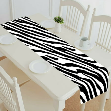 

ECZJNT Zebra Skin Repeated Black White Colors table runner table cloth tea table cloth 14x72 inch