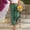 Green, variant on LEKODE Women's Linen Ankle Pants Pleated Front Wide Leg Straight Cropped Trouser Black L