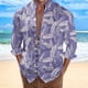 thumbnail image 3 of Camisas Para Hombre Manga Larga Camisa de manga larga con estampado 3D digital y cuello con botones sueltos para ocio en la playa para hombre (Purple, M), 3 of 4