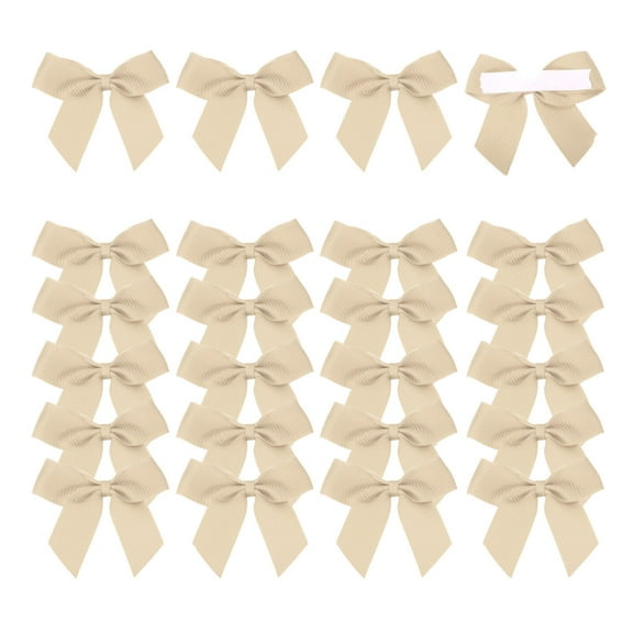 24Pcs Mini Grosgrain Ribbon Bow 2" Self Adhesive Flower Bows Taupe