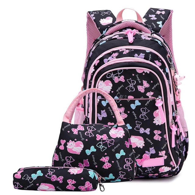 3 Pcs Teen Girls Backpack School Book Teen Girls Bag Set with Lunch Box and Pencil Case
