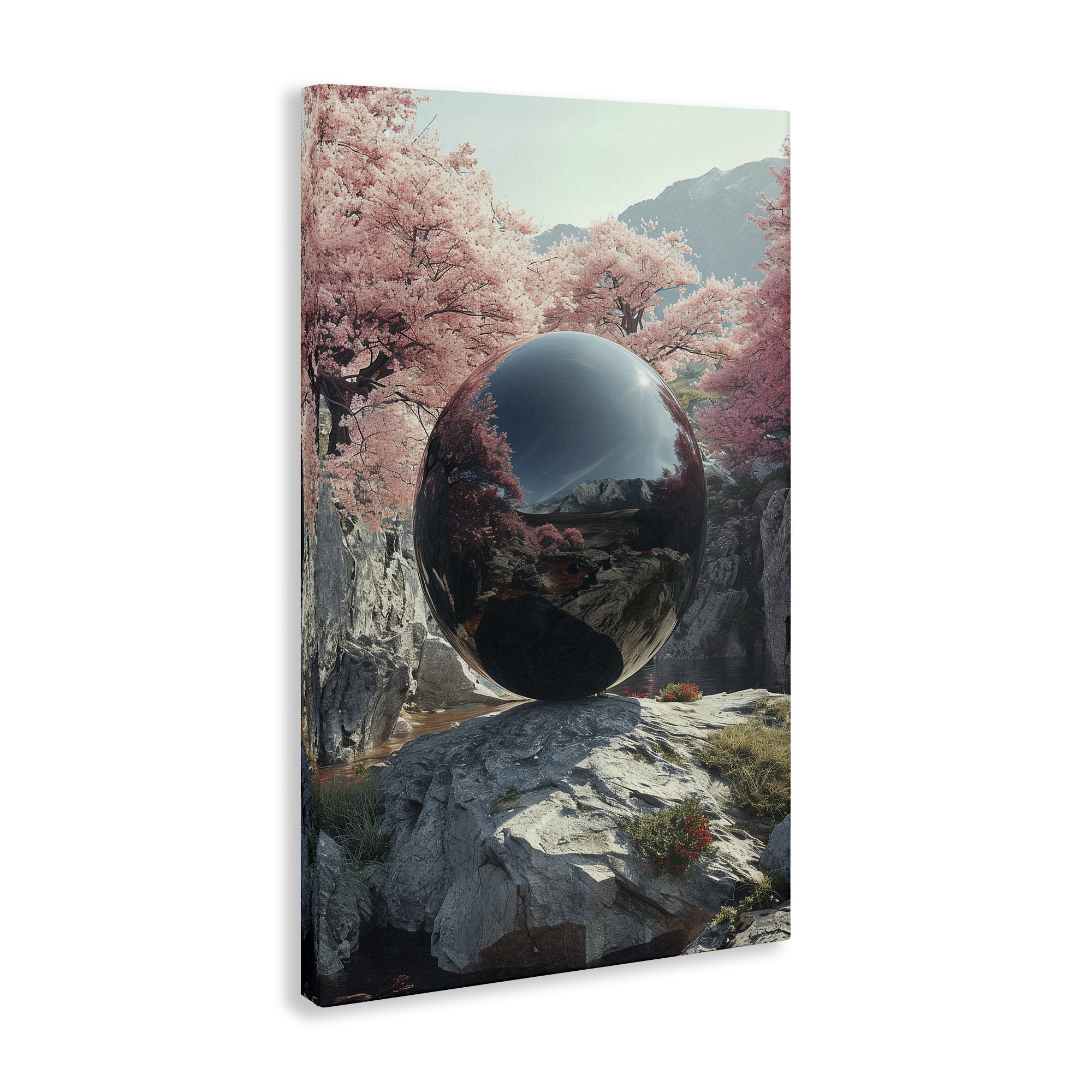 Stupell Industries Surreal Reflective Ball Landscape Painting Gallery Wrapped Canvas Art Print Wall Art, 30 x 45