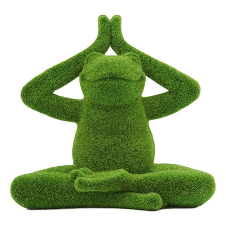 Garden Buddha Sculpture Ebros Whimsical Meditating Buddha Yoga Frog Garden Statue in Flocked Artificial Moss Finish Resin Sculpture Guest Greeter Home Decor Outdoors Patio Flower Bed Frogs Toads Zen Feng Shui Lotus Pose ()