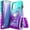 Aqua/Purple, variant on Nagebee Case for Samsung Galaxy A03S with Tempered Glass Screen Protector (Full Coverage), Sparkle Glitter Liquid Bling Diamond [Ring Holder & Wrist Strap] Women Girls Cute Case (Pink/Aqua)
