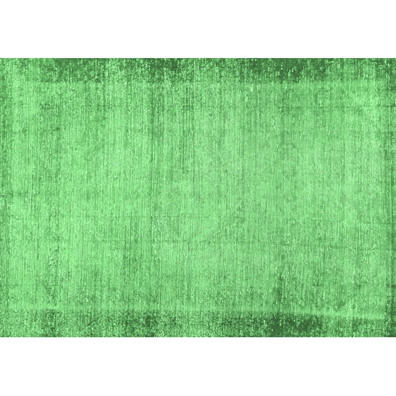 Ahgly Company Indoor Rectangle Abstract Emerald Green Modern Area Rugs, 2' x 5'