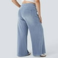 thumbnail image 7 of Women's High Rise Wide Leg Jeggings Stretch Pull On Jeans Pants Soft Denim With Pockets, 7 of 7