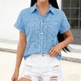 thumbnail image 5 of MYAOYI Womens Tops Gingham Checkered Short Sleeve Shirts, Button Down with Pockets, 5 of 7