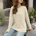 thumbnail image 4 of Maplenight Sweaters for Women Long Sleeve Shirts Crew Neck Ribbed Knit Pullover Side Slit Casual Tunic Tops, 4 of 6