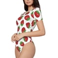 thumbnail image 2 of Naloa Hand Drawn Strawberry Women's Short-Sleeved Onesie, One-Piece Swimsuit for Parties, dates, clubs - Large, 2 of 9
