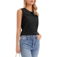 thumbnail image 4 of Sleeveless Button Down Shirt for Women Peter Pan Collar Casual Tank Tops for Work Classic Blouses M Black, 4 of 6