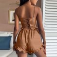thumbnail image 5 of lmcalzta Summer Pajamas for Women Set Crop Tank Tops with Ruffle Shorts Sleepwear Loungewear 2 Piece Outfits, 5 of 5