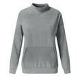 thumbnail image 4 of ABATAB Women's Casual Long Sleeves Sweatshirt Loose Fit Mock Turtleneck Lightweight Solid Color Pullover Tops with Pocket, 4 of 6