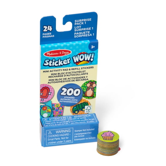 Melissa & Doug Sticker WOW!™ Mini Activity Pad and 200 Refill Stickers – Assorted Surprise Stickers, Toddler Sticker Toy for Ages 3