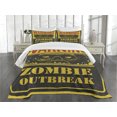 thumbnail image 3 of Ambesonne Zombie Quilted Bedspread Set 3 Pcs, Grunge Horror Sign Print, Queen Size, Earth Yellow Grey Red, 3 of 5