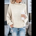 thumbnail image 4 of Suéter de Larga con Cuello Alto y Mangas Abullonadas para Mujer, de Color Liso, para Invierno y Otoño Albaricoque M, 4 of 7