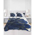 thumbnail image 3 of Navy Blue Gold Twin Size Down Alternative Comforter,Lightweight Comforter Quilt Bedding Set with Pillow Shams Abstract Line Art Troditional Ink Painting All Seasons Bed Comforter Duvet Insert 68"x86", 3 of 7