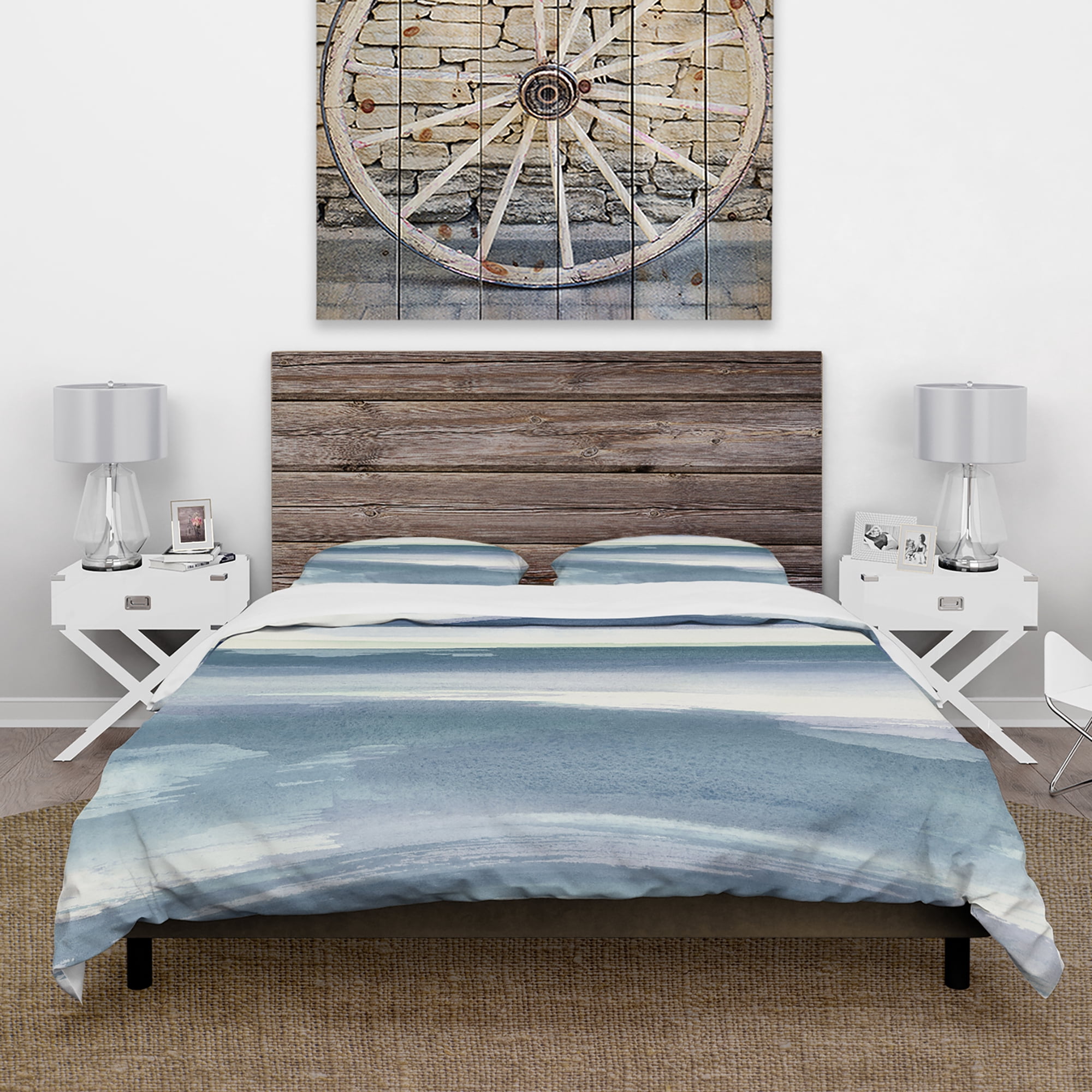 Designart 'Mint Indigo Dawn III' Cottage Duvet Cover Set