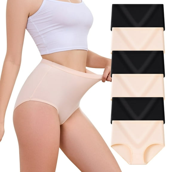 Womens Underwear Pack,C Section High Waisted Tummy Control Moisture-Wicking Brief Underwear,plus size Panties 6Packs