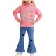 thumbnail image 1 of Conjunto de sudadera con capucha de manga larga para niños, estampado de patchwork, cuello redondo, manga larga y pantalones acampanados casuales con cintura elástica, conjunto relajado, conjunto de p, 1 of 8