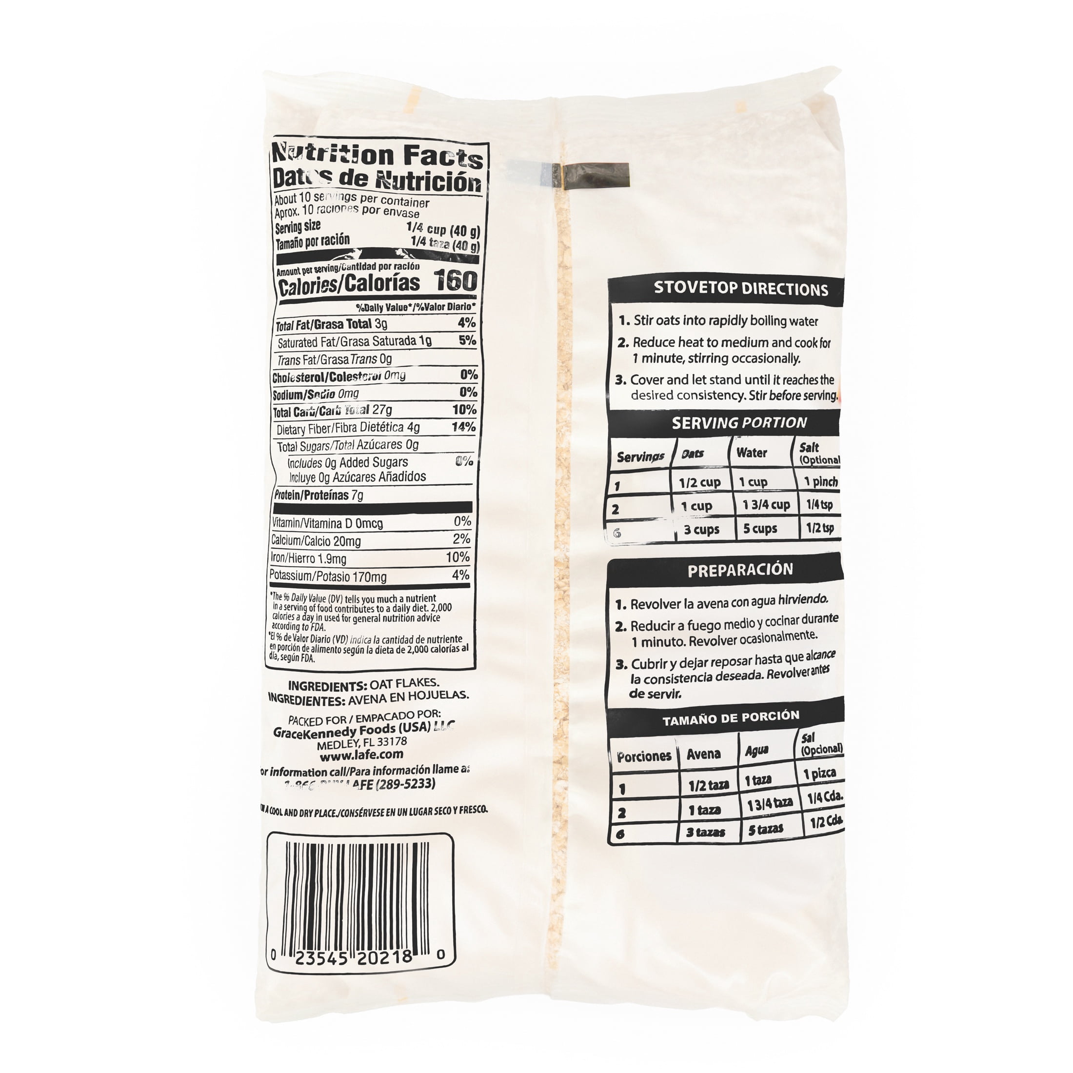 La Fe Quick Oats, 14 oz Bag - Easy Cooking Oatmeal
