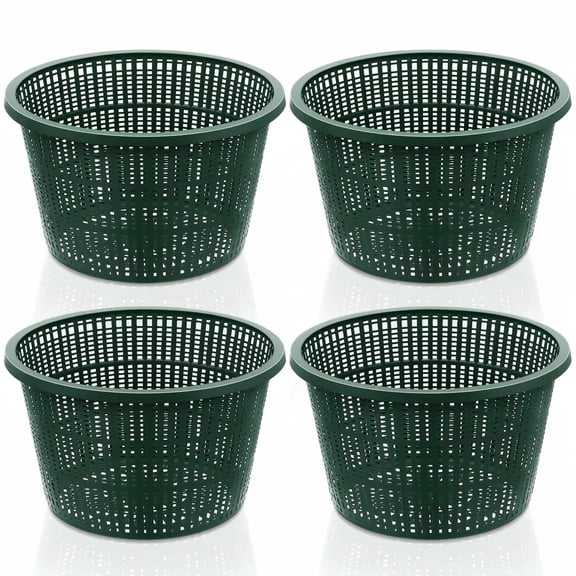 4 Pack 8.35 Inch Plastic Hydroponic Pond Plant Baskets Slotted Garden Net Pots