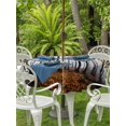thumbnail image 2 of Outdoor Tablecloth with Umbrella Hole and Zipper, Orange Forest Round Table Cloth 54 Inch Waterproof Tablecloth, Vintage Foggy Woods Tree Mysterious Picnic Table Cover for Patio Camping, 2 of 7