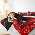 thumbnail image 4 of Feelyou Cartoon Game Console Full Size Comforter Sets for Kids, Gamepad Gaming Bedding Comforter Set, Chic Check Honeycomb Red Reversible Bedding Sets, Super Cozy Room Decor, 3-Piece, 4 of 8