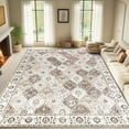 thumbnail image 4 of MJIAexp 9'x12' Moroccan Area Rug Washable Bedroom Rug Vintage Boho Area Rug Non-Slip Accent Throw Rug Stain Resistant Floor Carpet for Kitchen Entryway Living Room Office Boho Beige, 4 of 8