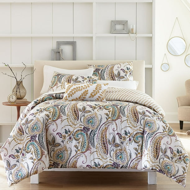 BrylaneHome Paisley Comforter Twin, Gold Multi