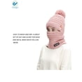 thumbnail image 5 of Deago Womens Winter Knitted Balaclava Pompom Beanie Hat Scarf Set Fleece Lined Thick Warm Skull Cap Cycling Ski Mask (Beige), 5 of 6