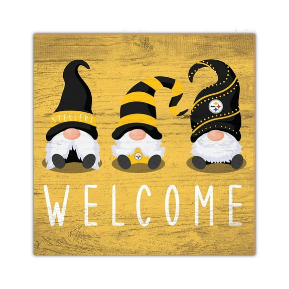 Pittsburgh Steelers 10'' x 10'' Welcome Gnomes Sign