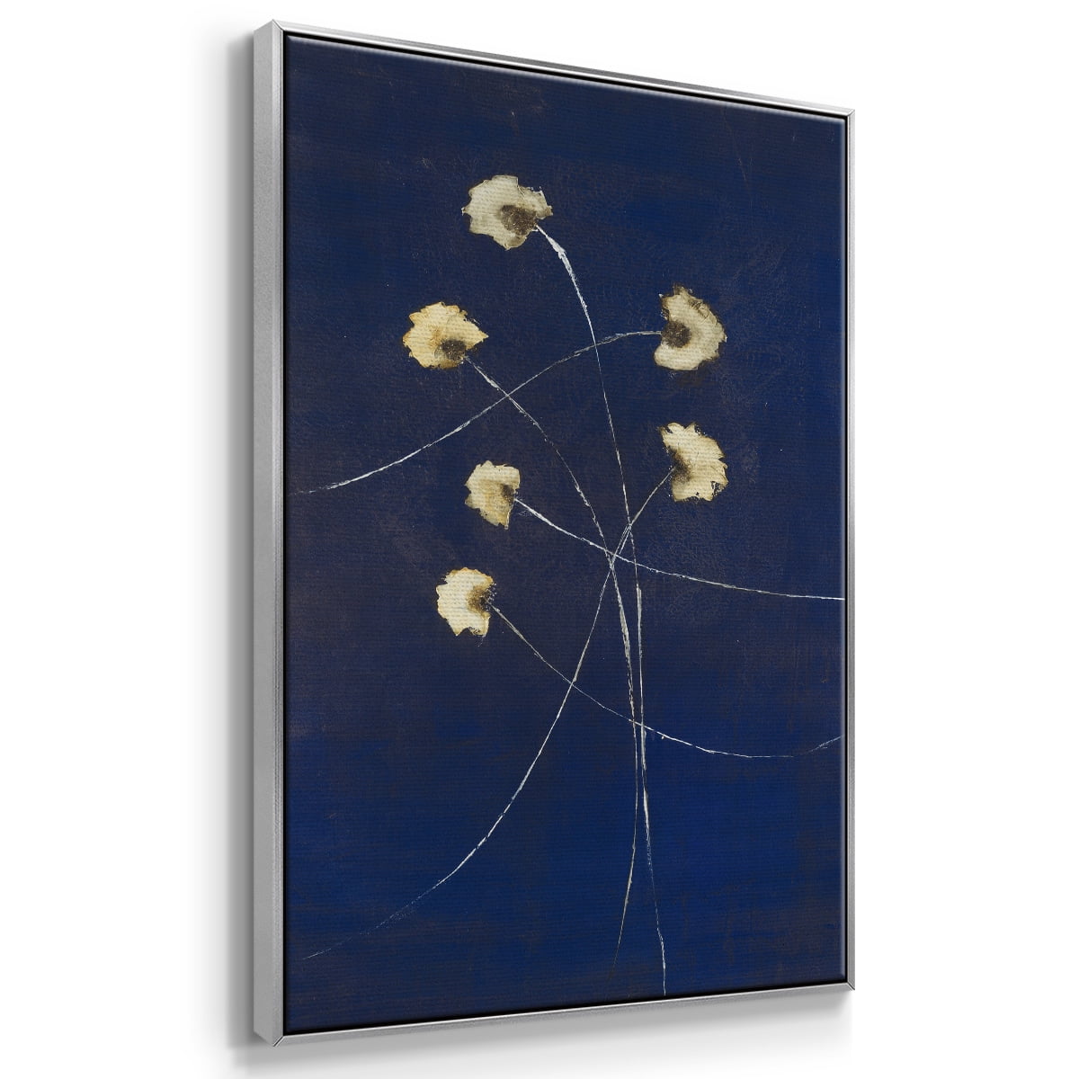 Indigo 2 Framed Premium Gallery Wrapped Canvas - Ready to Hang - 27 x 41 - Silver Floating Frame