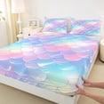 thumbnail image 3 of Homewish Children Teens Girls Ocean Mermaid 4pcs Bed Sheets,Abstract Gradient King Sheets,Dreamy Princess Super Cozy Sheet Set,Microfiber Bedroom Decor, 3 of 7