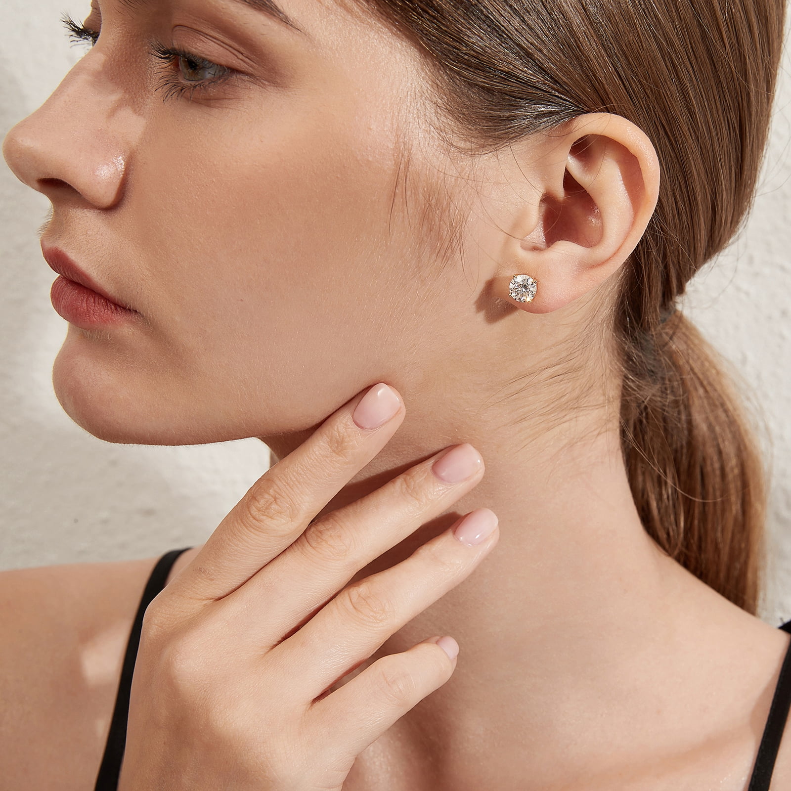 Diamond Earrings Gold Stud Earrings for Men Women Cz Stud Earrings Gold Diamond Stud Earrings Cubic Zirconia Earrings Studs for Women Diamond Studs Fake Diamond Earring Studs 4mm