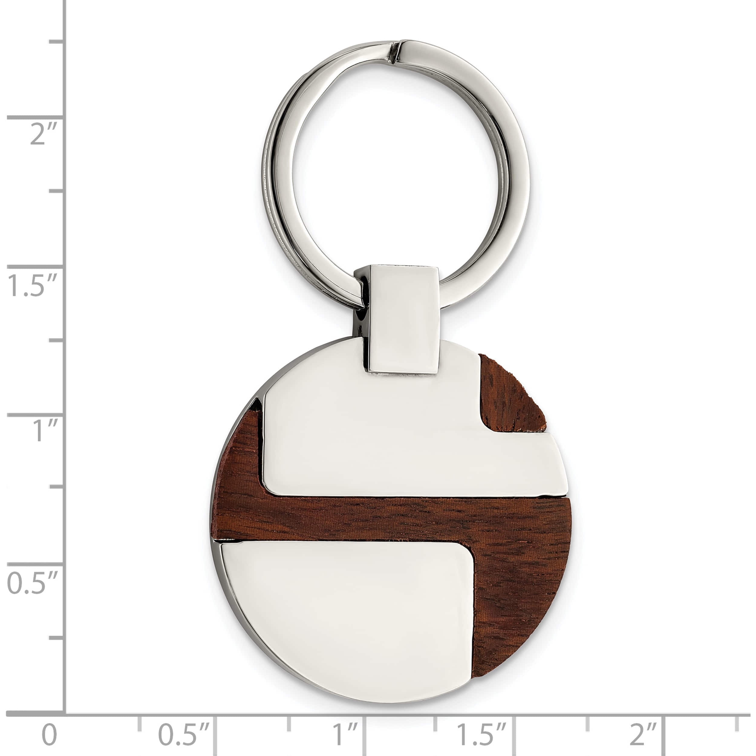 Stainless Steel Polished Wood Inlay Key Ring (60 X 30.5) Made In China srk118