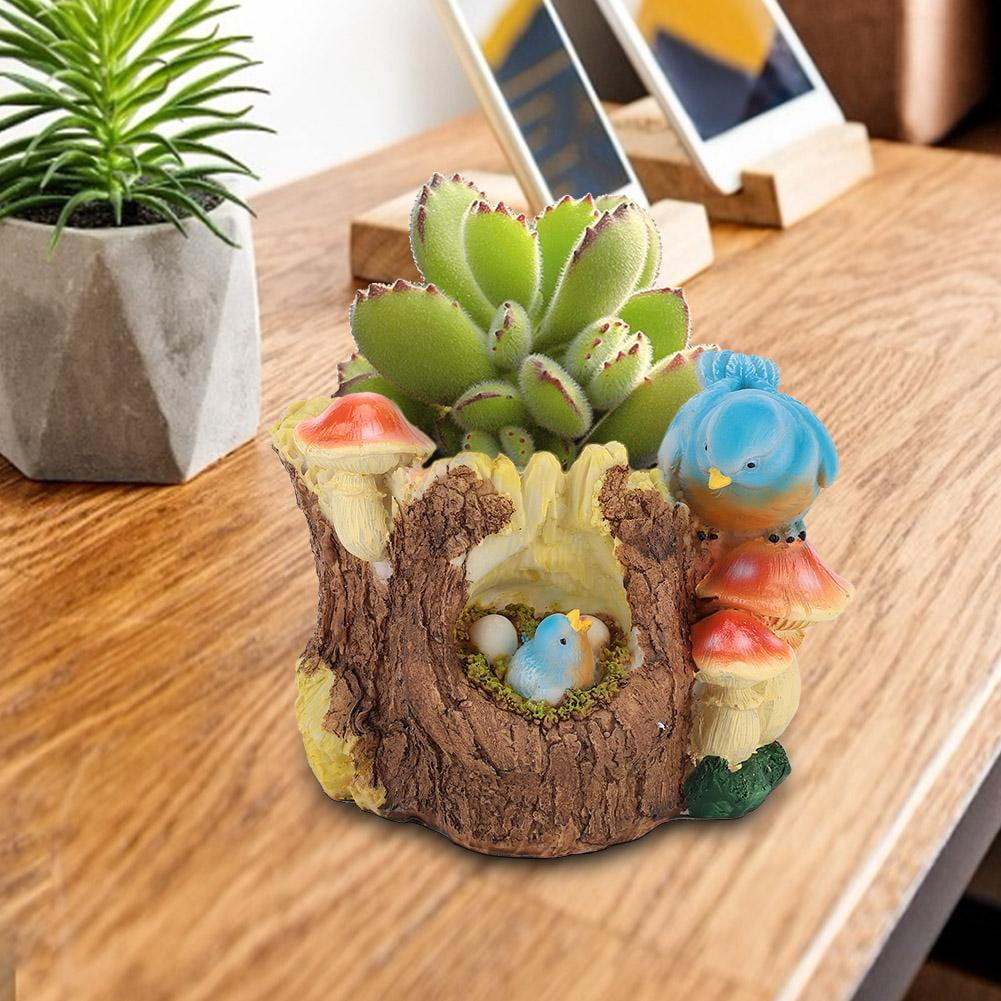Art Flower Pot Succulent Planter Holder Resin Desktop Flowerpot Home Decor