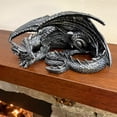 thumbnail image 4 of Zeckos Metallic Black Somasaurus Gothic Sleeping Dragon Resin Statue 12 inch, 4 of 11
