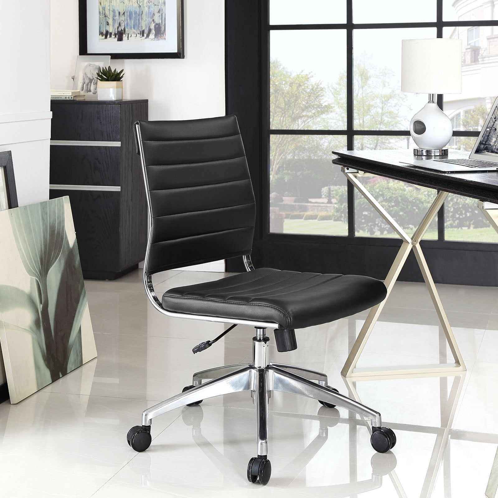 Modway Jive Armless Midback Leatherette Office Chair, Multiple Colors