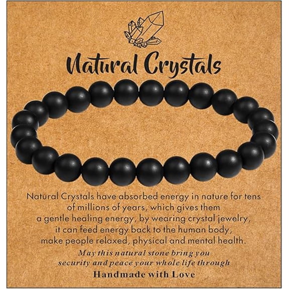 DESIGNICE Handmade Natural Gemstone Stretch Elastic Bracelet Healing Crystal Round Stone Beads Jewelry Gifts for Women Men